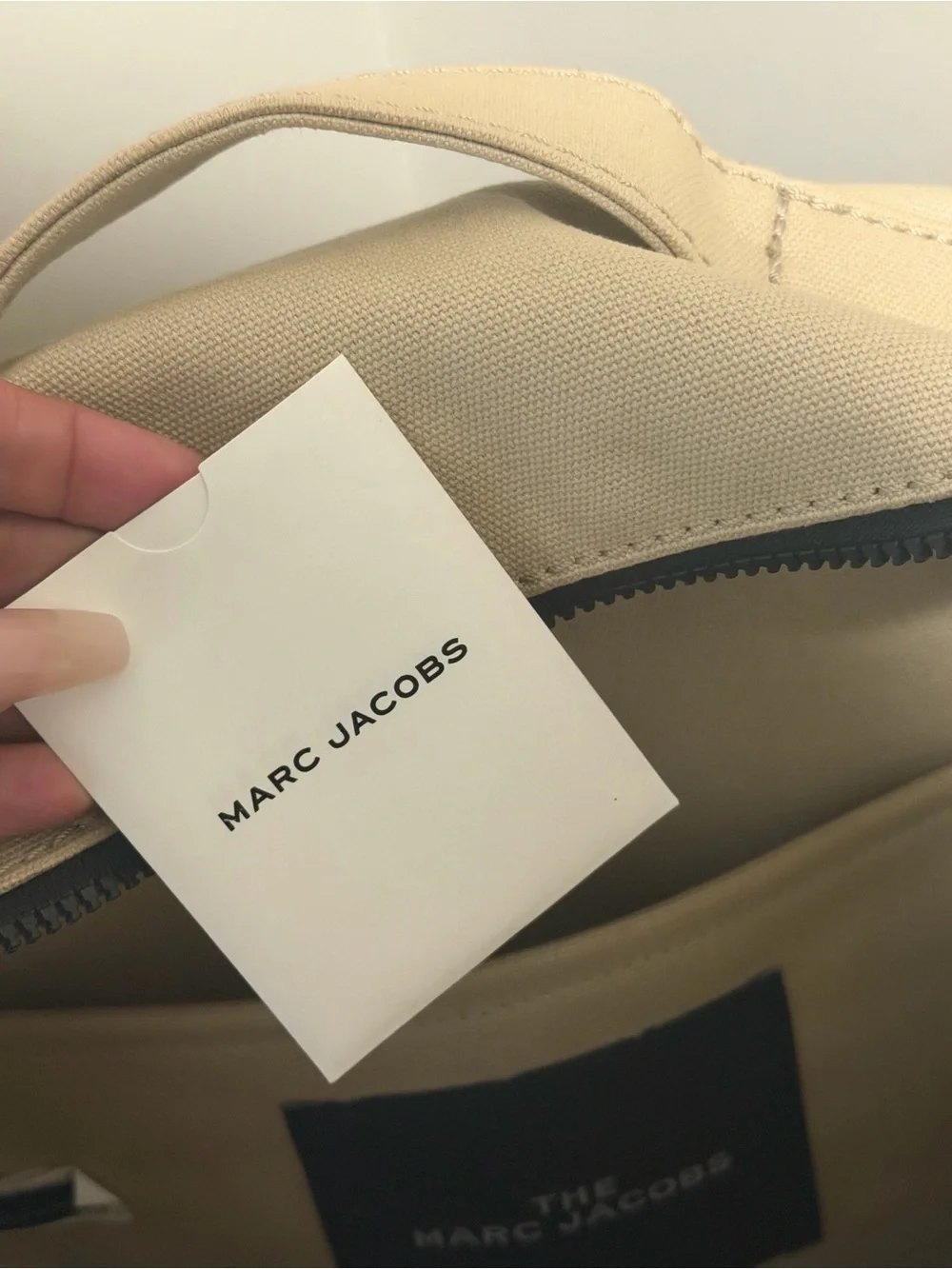 Marc Jacobs Beige Canvas Backpack with Black Straps